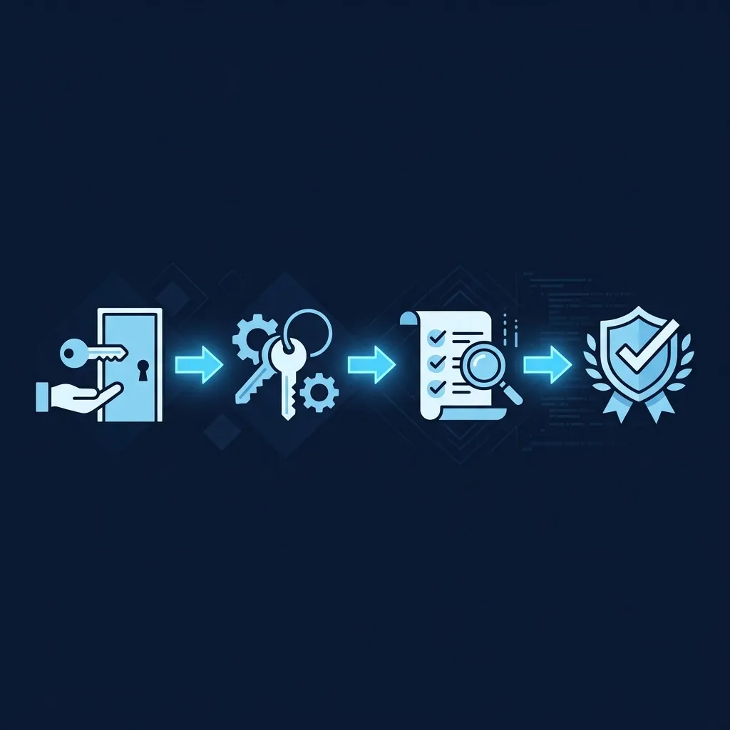 Enterprise IT governance flow — access control, authorization, and audit checkpoints