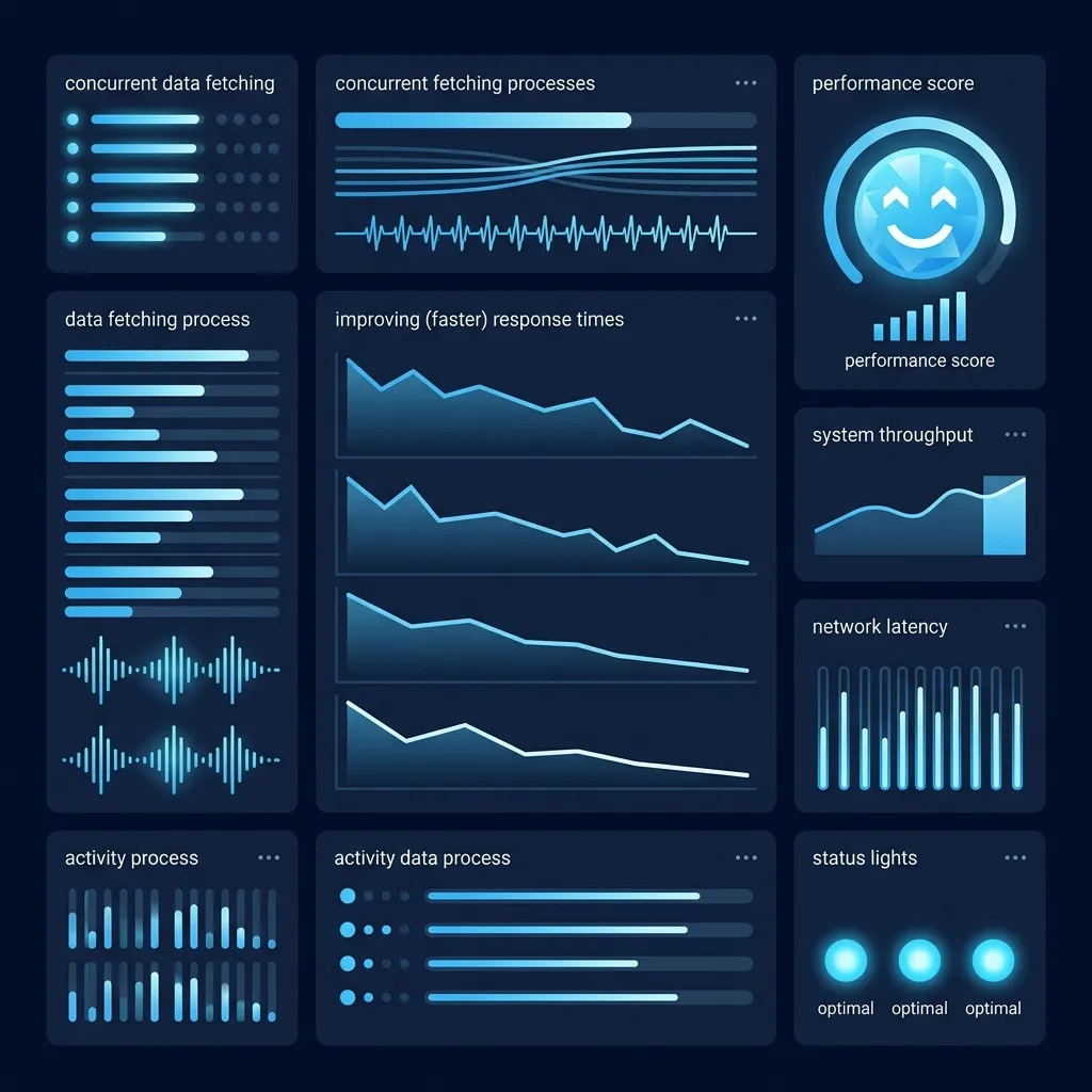 Performance monitoring showing fast concurrent data fetches completing simultaneously